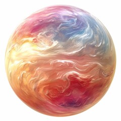 Colorful abstract sphere with swirling fluid texture. Fantasy planet or celestial orb isolated on a white background