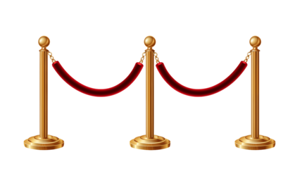 Elegant velvet rope barrier with golden stanchions, creating a sense of exclusivity and sophistication