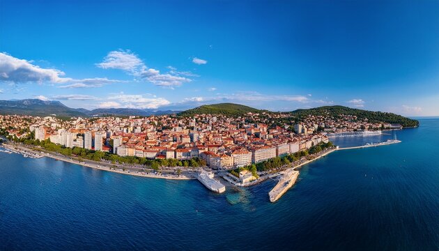 aerial panoramic view of rijeka croatia rijeka croatia panoramic aerial view cityscape coastline adriatic sea