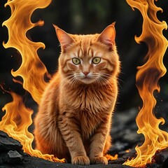 red cat with yellow eyes