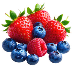 Fresh fruit strawberries, blueberries, raspberry on a black backdrop