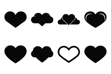 heart cloud silhouette valentine vector icon set.