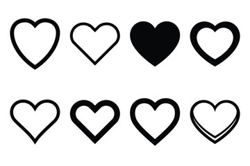 heart frame silhouette valentine vector icon set.