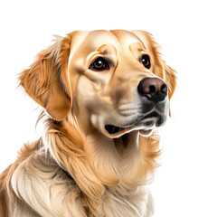 Elegant golden dog portrait; detailed fur and gentle eyes on black