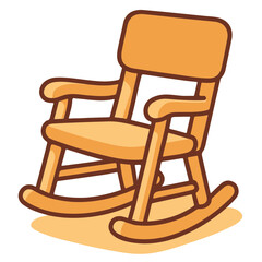 Rocking Chair in Cozy Interior , Vector Illustration