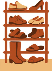 Shoe Shelf Rack, minimalist Home Vector Illustration
