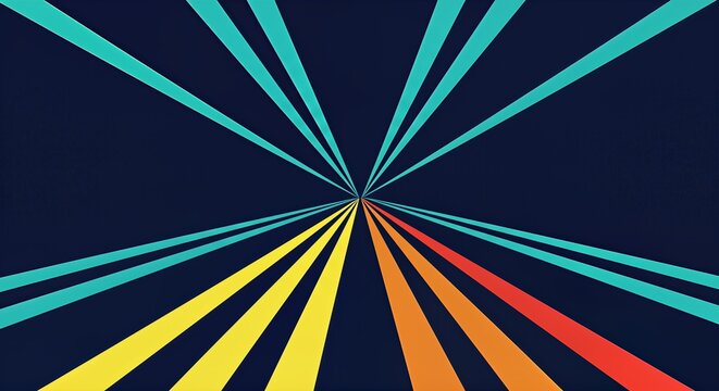 Vibrant abstract radiating lines create a dynamic sense of motion and energy against a deep blue background, perfect for modern design and technology themes