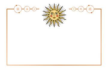 Sun on rectangle frame background design element