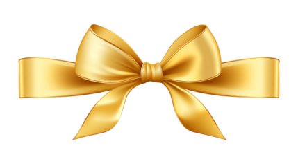 Beautiful golden bow, isolated on transparent background, perfect for adding a touch of elegance and sophistication to any design, representing gifts, celebrations, and special occasions