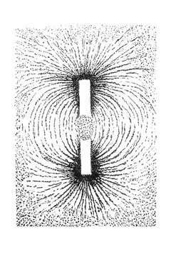 Image of magnetic curves, old vintage illustration, 1899