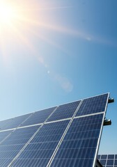 Modern photovoltaic panels capturing abundant sunlight against a clear sky, symbolizing clean and sustainable energy generation for a brighter future ,electric ,power generation ,sustainable