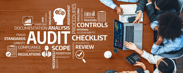 This image depicts a detailed audit checklist and analysis process, highlighting critical controls and compliance standards essential for effective financial governance and accountability. Amity