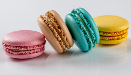 colorful macaroons isolated on white background