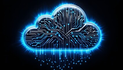 Generative AI image of cloud computing and digital data transfer with computing networked across cities country and globe with virtualization approach