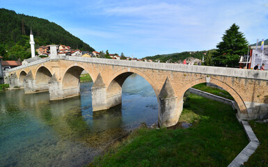The historic Stone Bridge in Konjic, Bosnia and Herzegovina, was built in 1685 during the Ottoman period. It is the city's most important historical