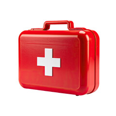 Red first aid kit with a white cross on black background