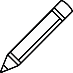 Black and White Crayon Illustration with Eraser Tip and Diagonal Orientation for Art and School Use