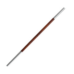 Simple silver-tipped wooden rod against dark background, close angled view