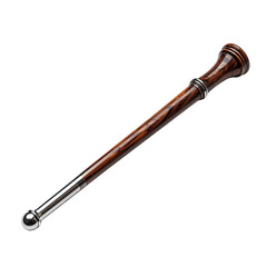 Wooden tube with metal end, brown finish. Polished and refined