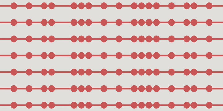 A repeating pattern of horizontal lines with varying numbers of red circles on a light background