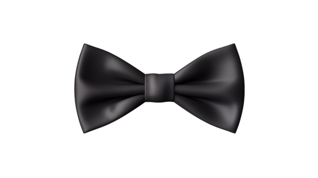 Elegant black bow tie, isolated on transparent background a timeless accessory for formal wear, adding a touch of sophistication and style to any outfit or occasion