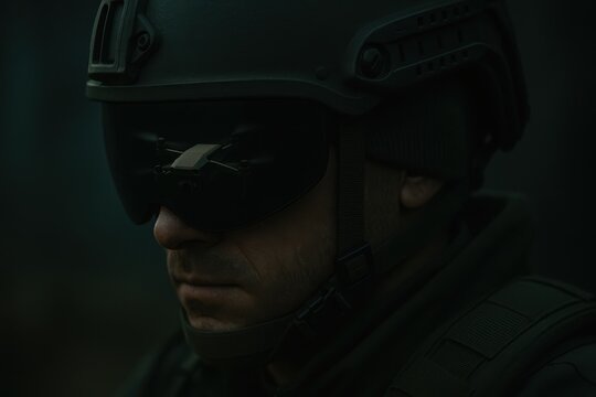 Soldier drone reflection - Powered by Adobe