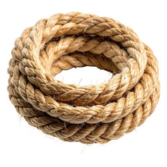 Coiled tan rope detail. Twisted fibers forming a loop and texture