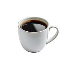 White mug filled with dark coffee on a plain black background