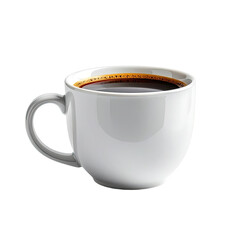Steaming coffee, smooth surface in simple white mug against dark background