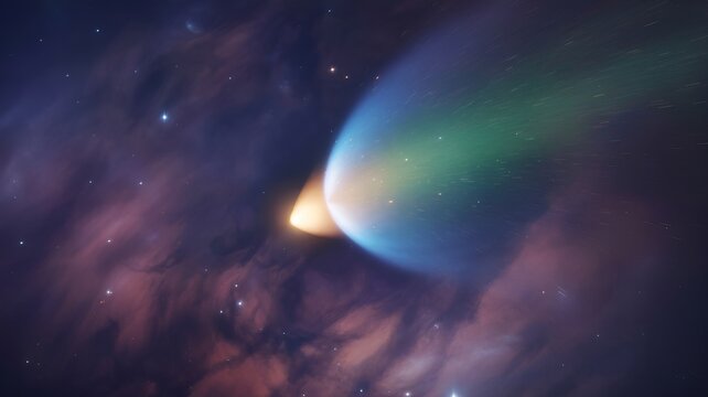 A radiant comet traversing the cosmos.