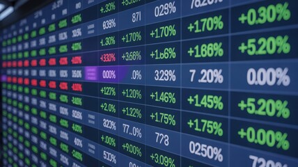 Stock market data with numbers displayed on screen
