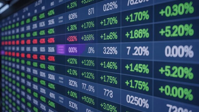 Stock market data with numbers displayed on screen