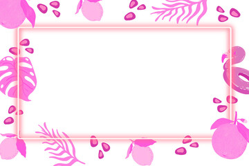 Tropical rectangle neon pink frame design element