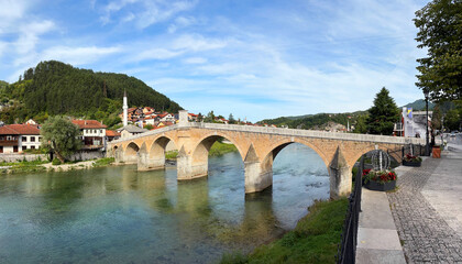 The historic Stone Bridge in Konjic, Bosnia and Herzegovina, was built in 1685 during the Ottoman period. It is the city's most important historical