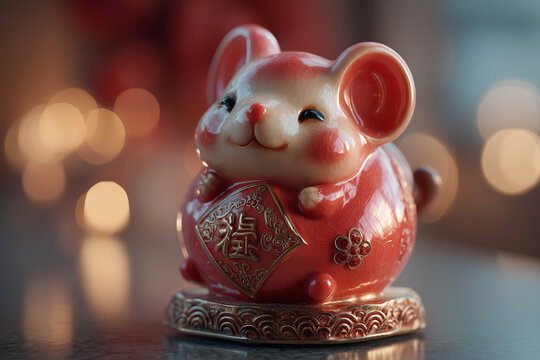 Decorative rat figurine with gold accents symbolizing Lunar New Year  