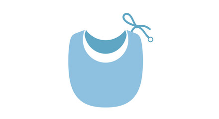 Simple light blue baby bib with a neck opening and a loop tie on white