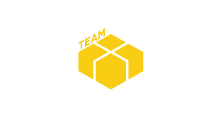 Yellow isometric icon of interconnected hexagons forming a box with "TEAM" text