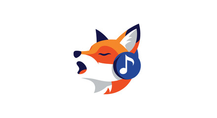 Orange fox head with headphones