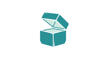 Teal treasure chest icon with open lid