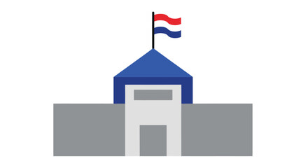 Building icon with flag