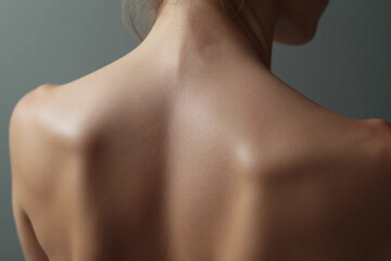 A woman's back with fair, well-groomed, clean, healthy skin. Natural beauty.