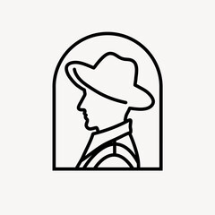 Man mono line art collage element vector