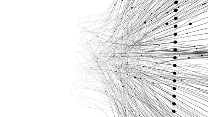 Dot and Curve Network, Abstract Connection Pattern for Tech and Innovation Design, 3d render