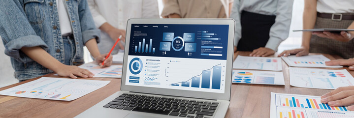 Business data dashboard provide business intelligence analytic for marketing strategy planning brisk with big data set to analyze customer demands and foreseeing business future