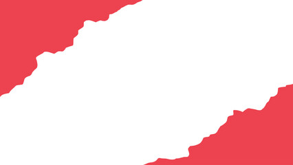 Coral red torn paper diagonal banner with ragged edges. Torn paper edges on both the top and bottom borders against a transparent background. PNG. For use as a website header, social media banner.