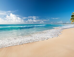 gentle waves on a sandy shoreline tropical beach scene