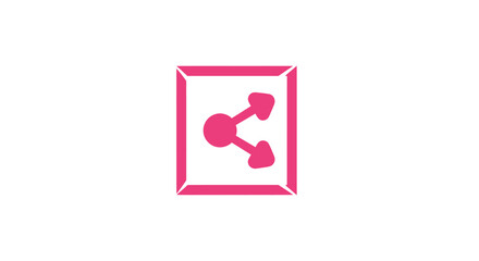 A pink share icon in a square