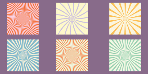 Groovy retro abstract sun backgrounds. Organic doodle shapes in trendy naive hippie 60s 70s style. Contemporary poster print banner template. Square wavy vector illustration in yellow colors.