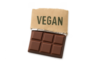 Vegan chocolate bar showing healthy plant based food