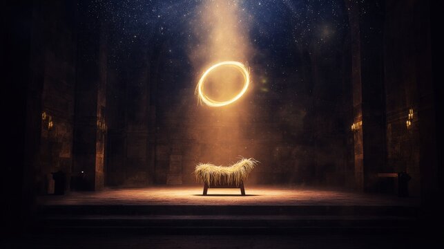 A mystical aura surrounds a lone horse figure, illuminated by a celestial, golden ring. The scene evokes a sense of wonder and enchantment. ..Created with Generative AI, not depicting real subjects. - Powered by Adobe